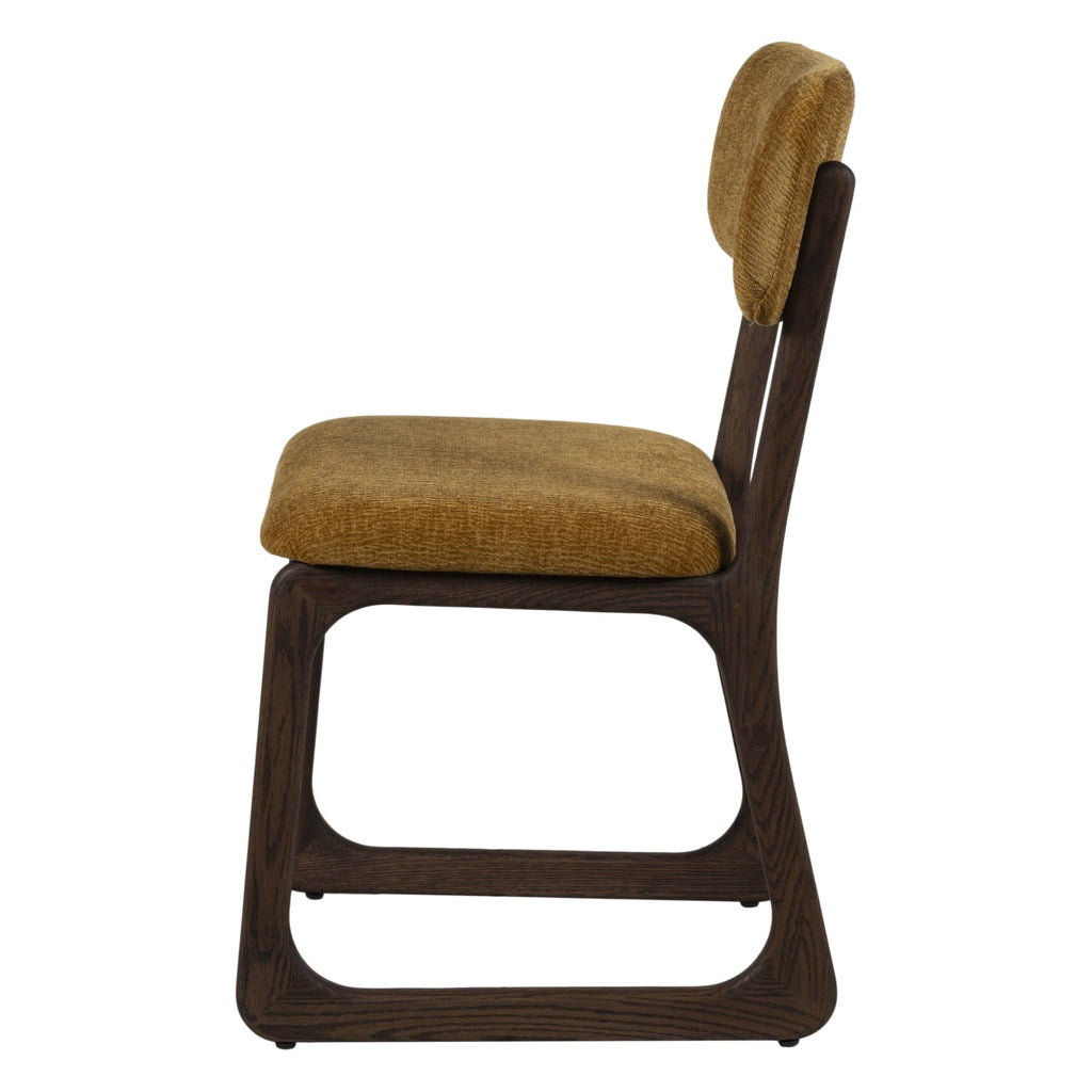 Chaise de salle à manger en bois massif organique avec bords incurvés et assise rembourrée pour salle à manger