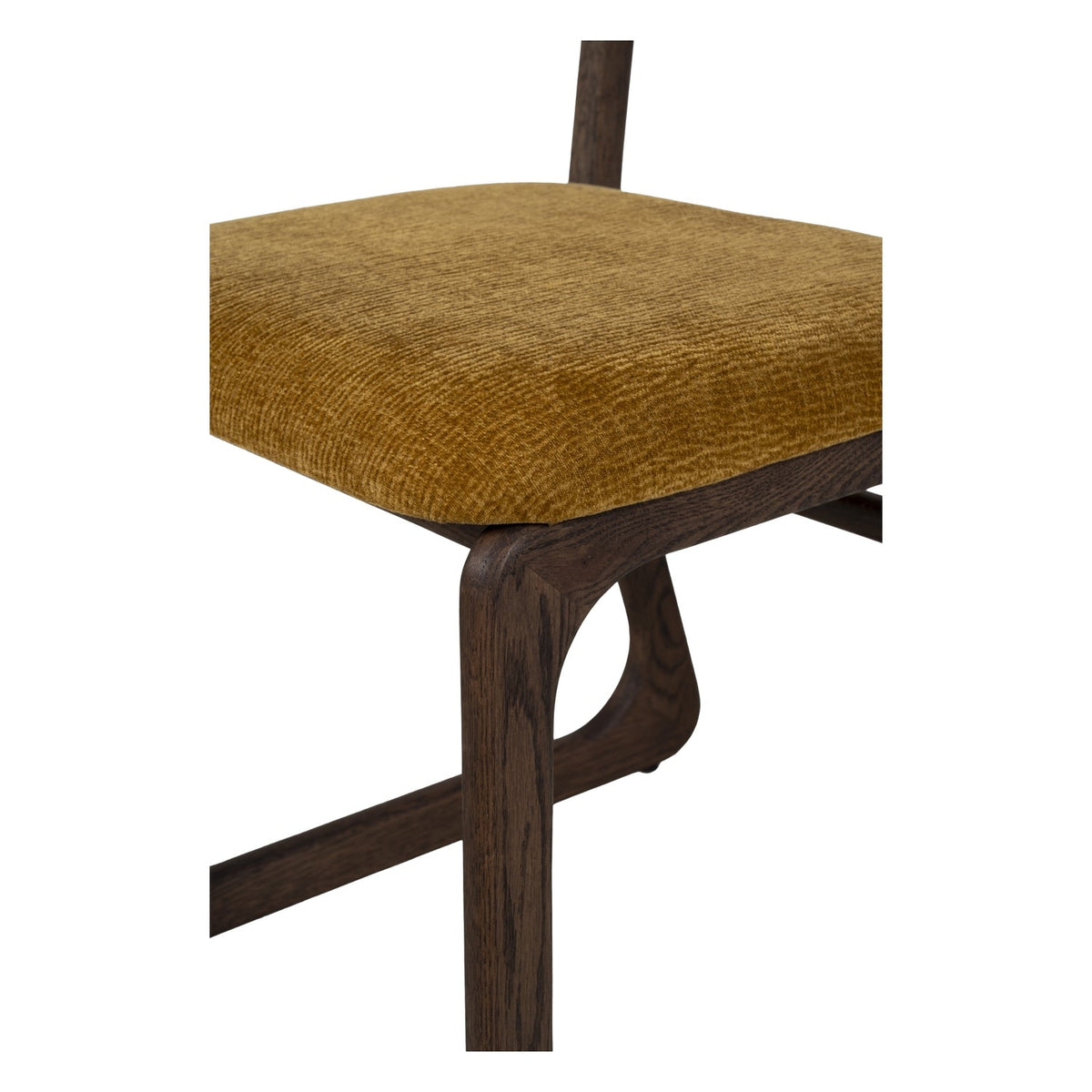 Chaise de salle à manger en bois massif organique avec bords incurvés et assise rembourrée pour salle à manger