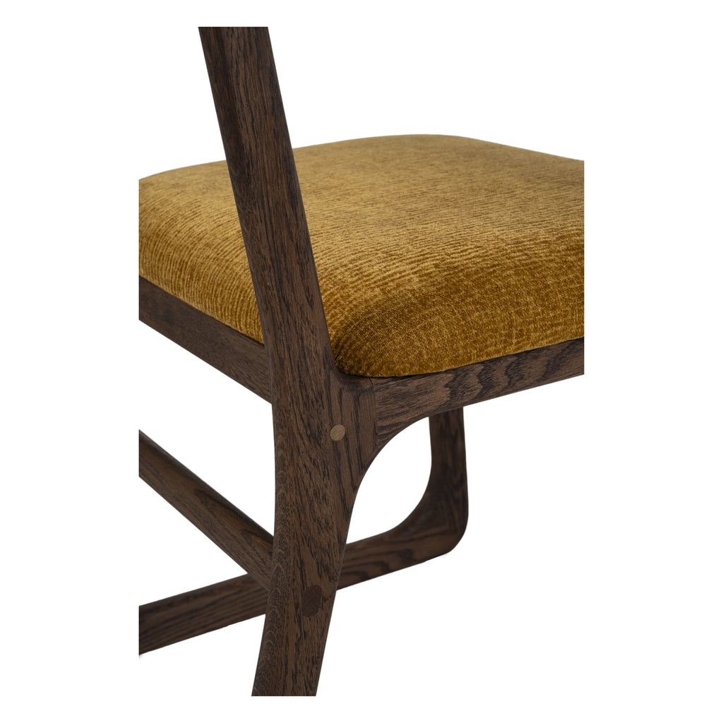 Chaise de salle à manger en bois massif organique avec bords incurvés et assise rembourrée pour salle à manger