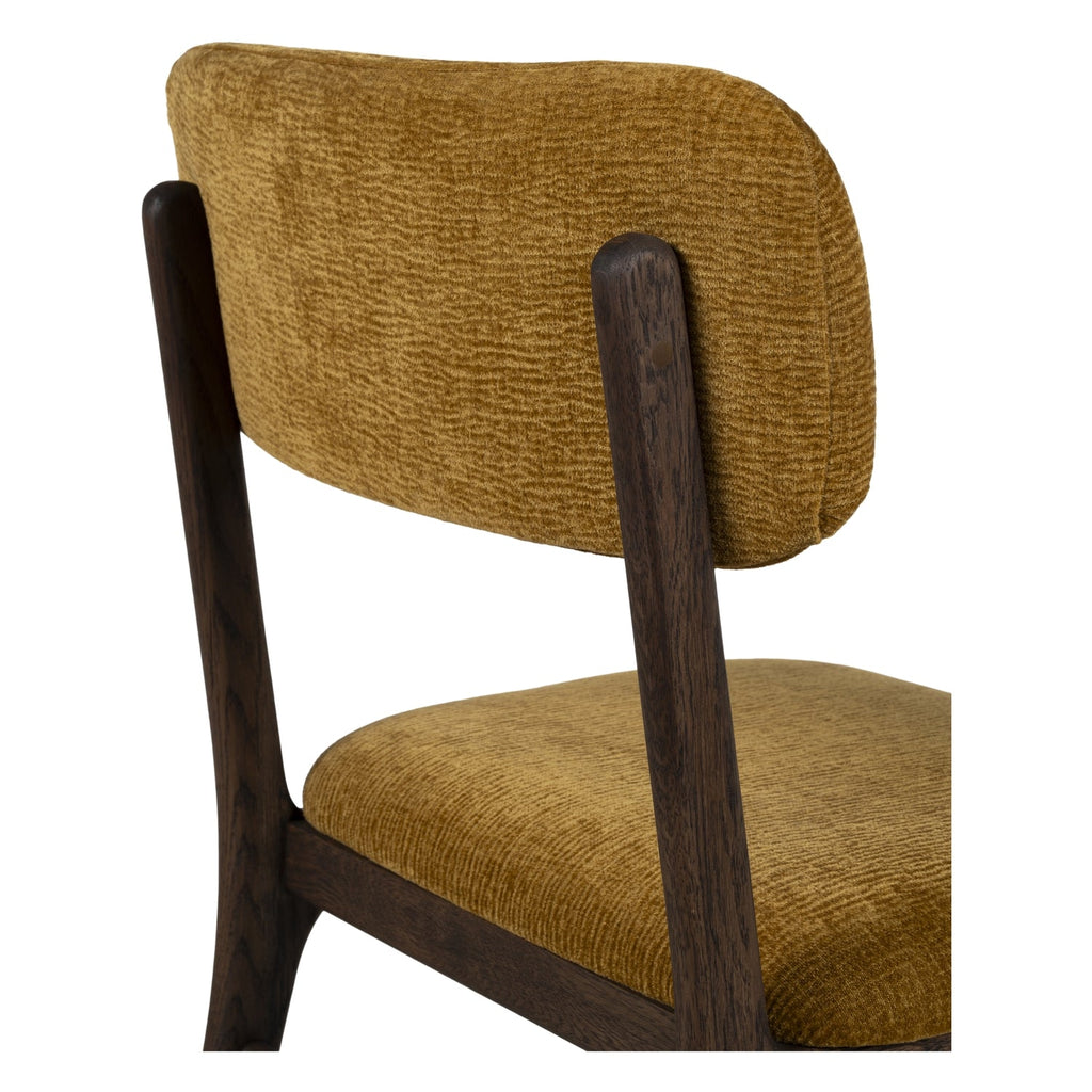 Chaise de salle à manger en bois massif organique avec bords incurvés et assise rembourrée pour salle à manger