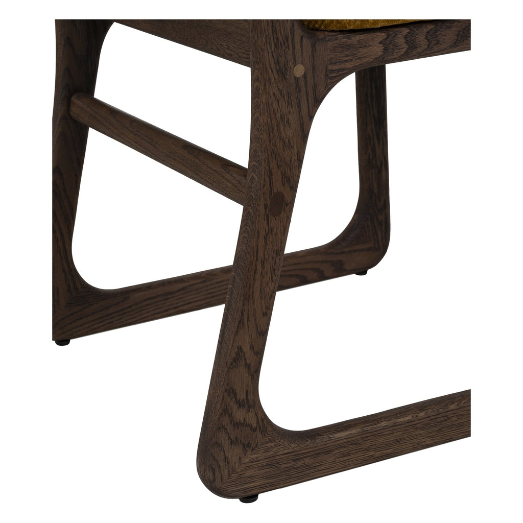 Chaise de salle à manger en bois massif organique avec bords incurvés et assise rembourrée pour salle à manger