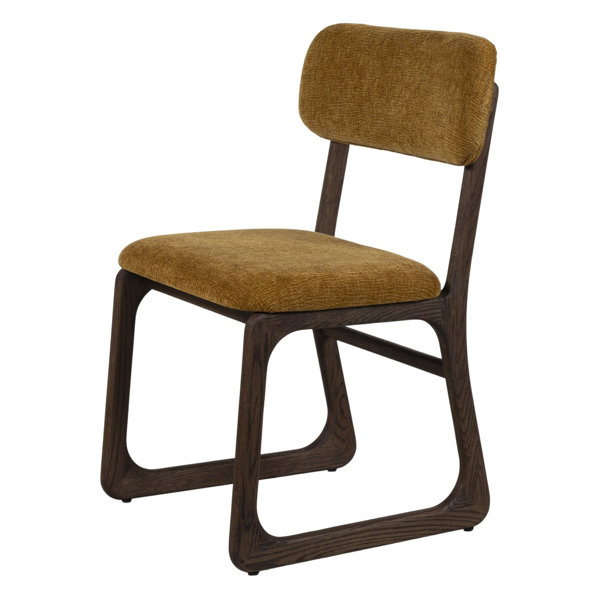 Chaise de salle à manger en bois massif organique avec bords incurvés et assise rembourrée pour salle à manger