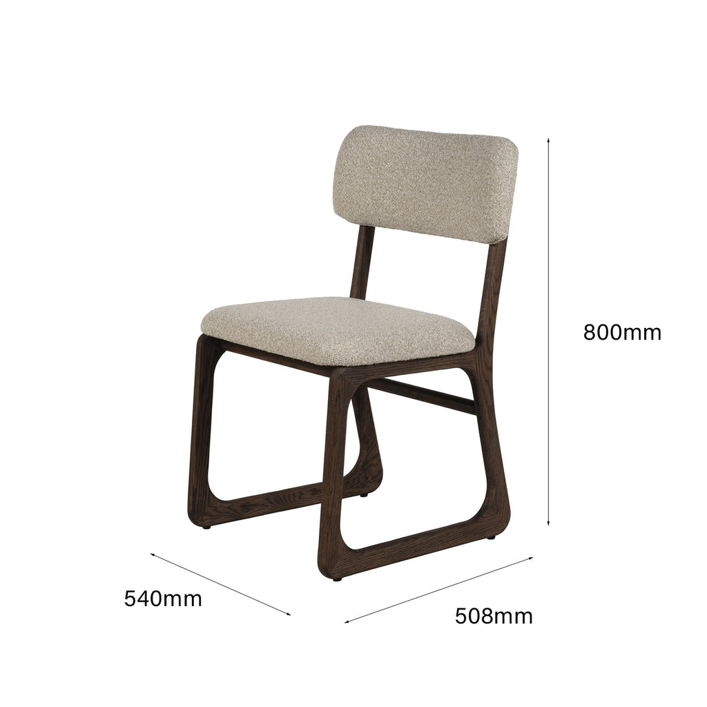 Chaise de salle à manger en bois massif organique avec bords incurvés et assise rembourrée pour salle à manger