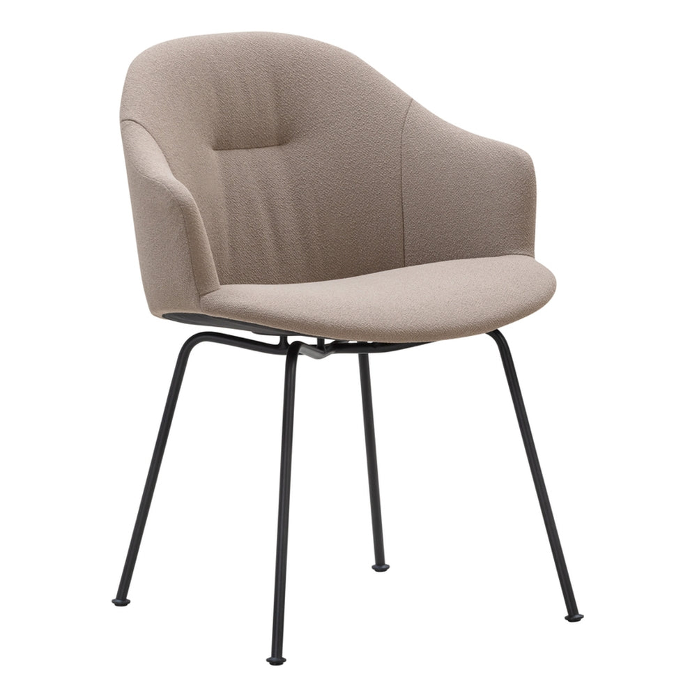Chaise de salle à manger sculpturale en tissu avec assise en coque rembourrée et cadre élancé pour salle à manger