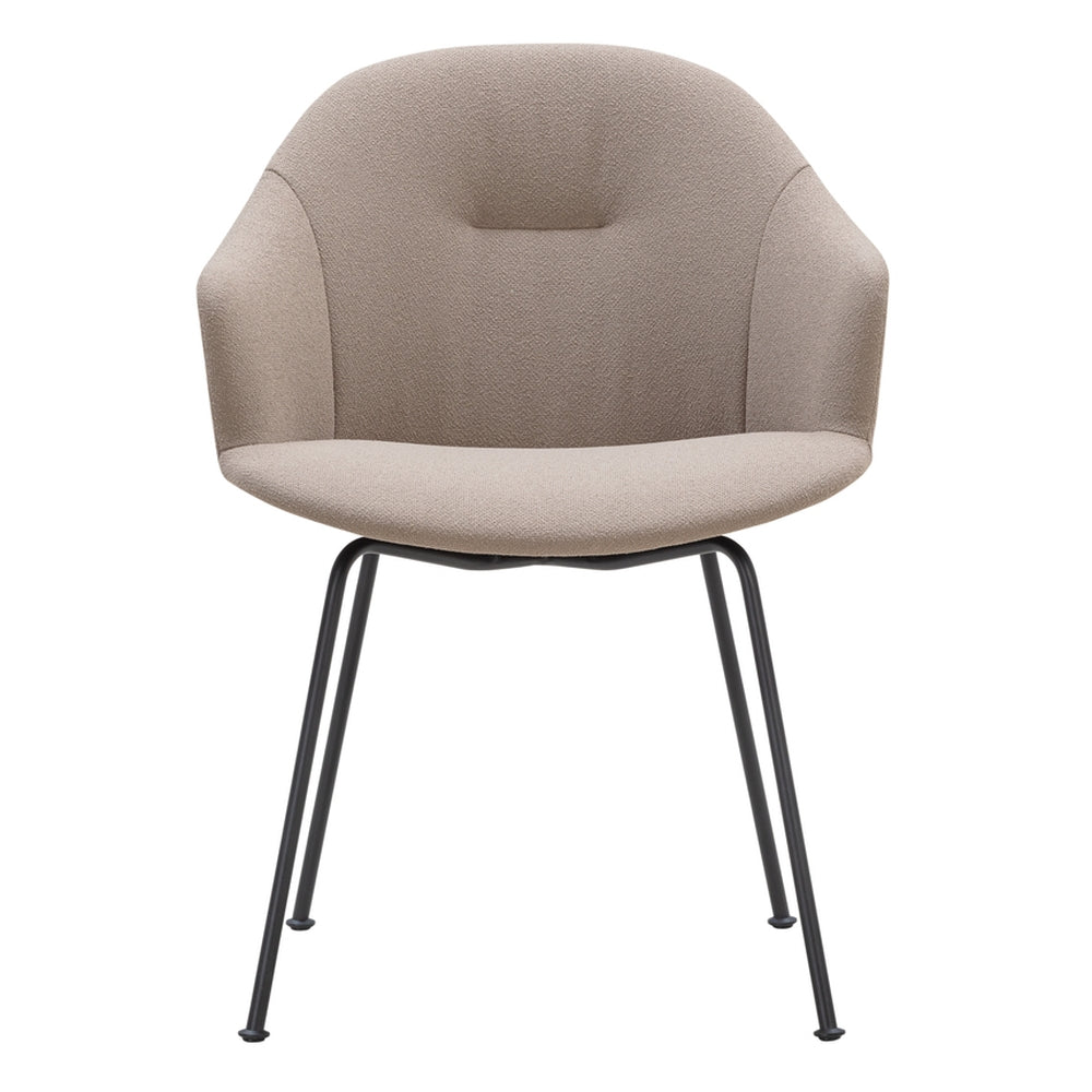 Chaise de salle à manger sculpturale en tissu avec assise en coque rembourrée et cadre élancé pour salle à manger