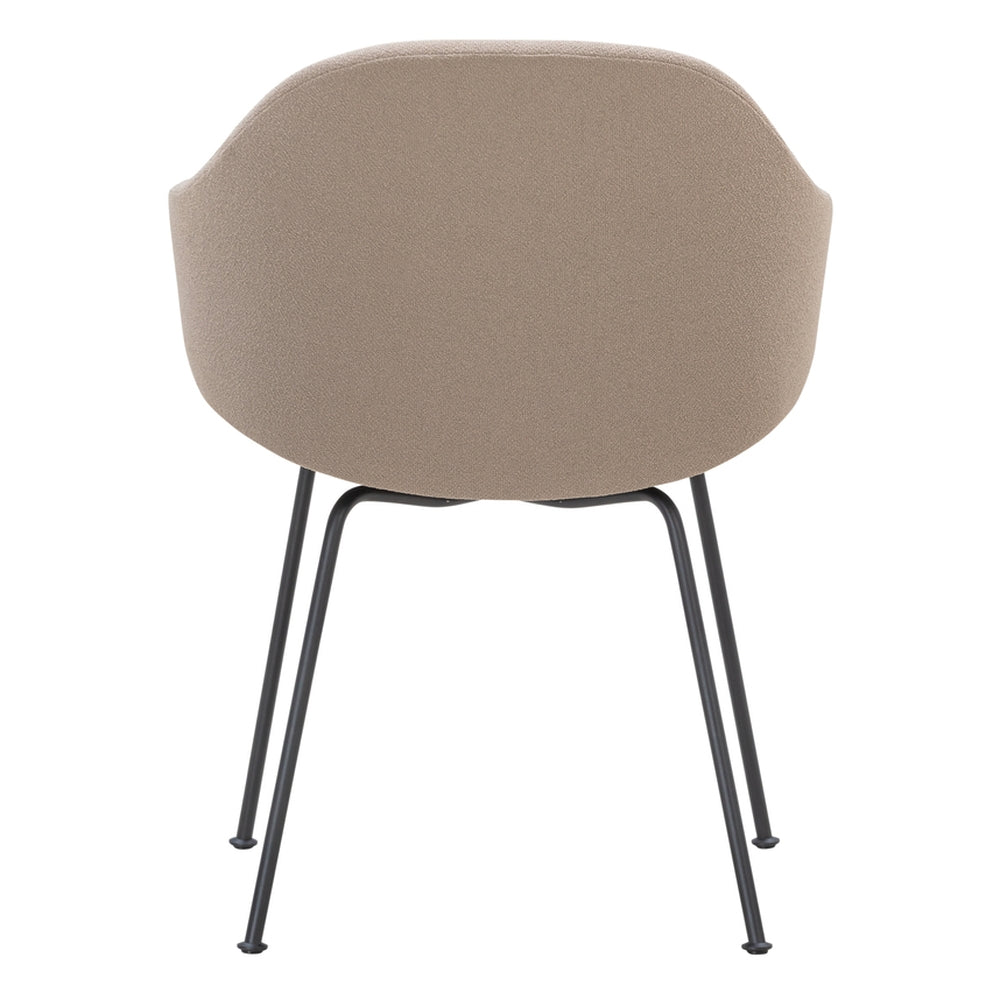 Chaise de salle à manger sculpturale en tissu avec assise en coque rembourrée et cadre élancé pour salle à manger