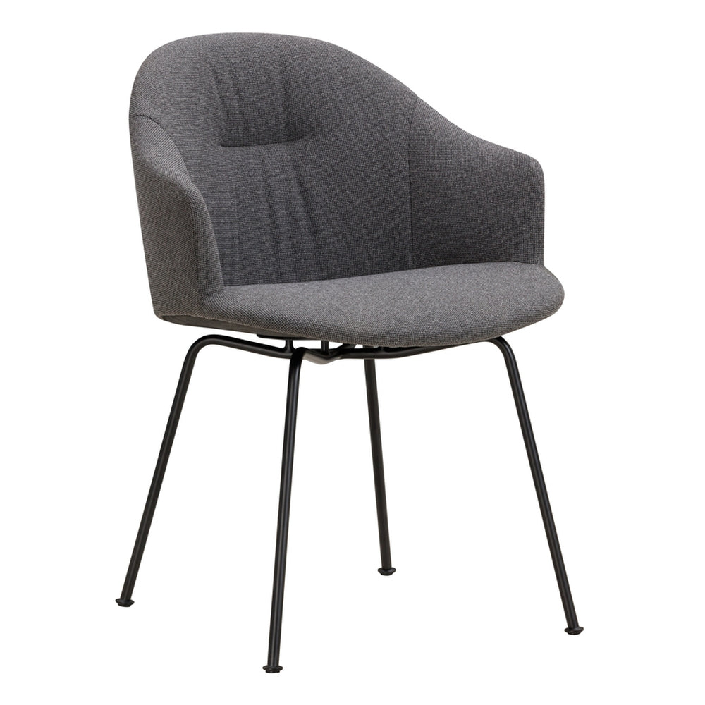 Chaise de salle à manger sculpturale en tissu avec assise en coque rembourrée et cadre élancé pour salle à manger