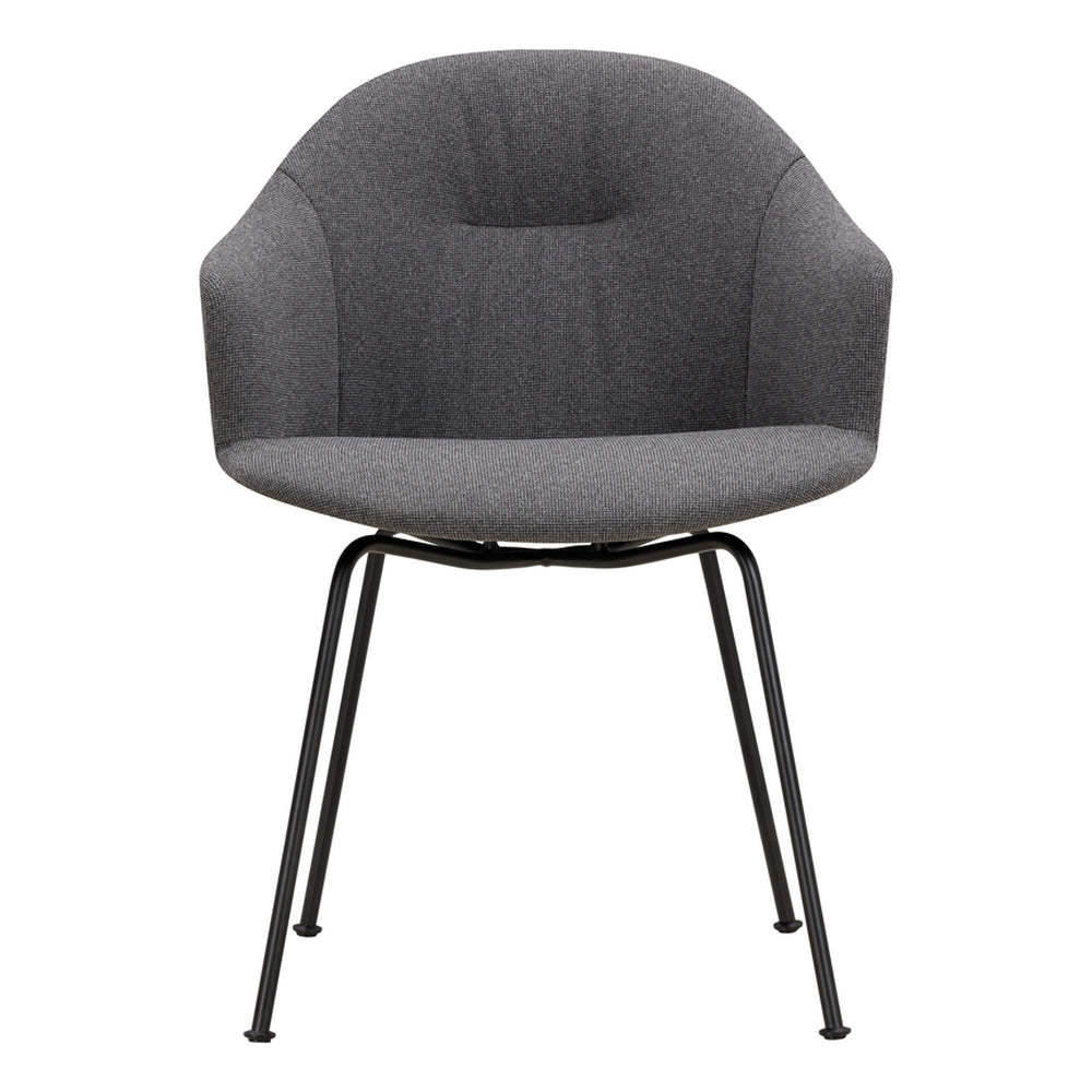 Chaise de salle à manger sculpturale en tissu avec assise en coque rembourrée et cadre élancé pour salle à manger