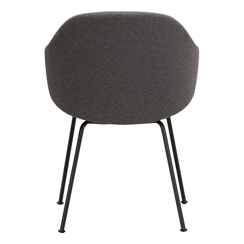 Chaise de salle à manger sculpturale en tissu avec assise en coque rembourrée et cadre élancé pour salle à manger
