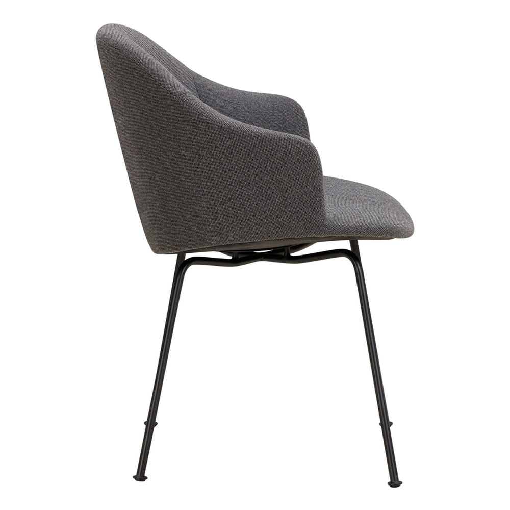 Chaise de salle à manger sculpturale en tissu avec assise en coque rembourrée et cadre élancé pour salle à manger