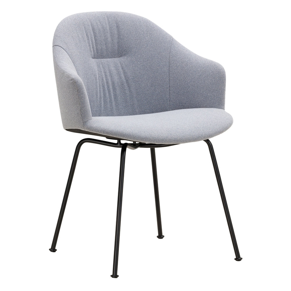 Chaise de salle à manger sculpturale en tissu avec assise en coque rembourrée et cadre élancé pour salle à manger