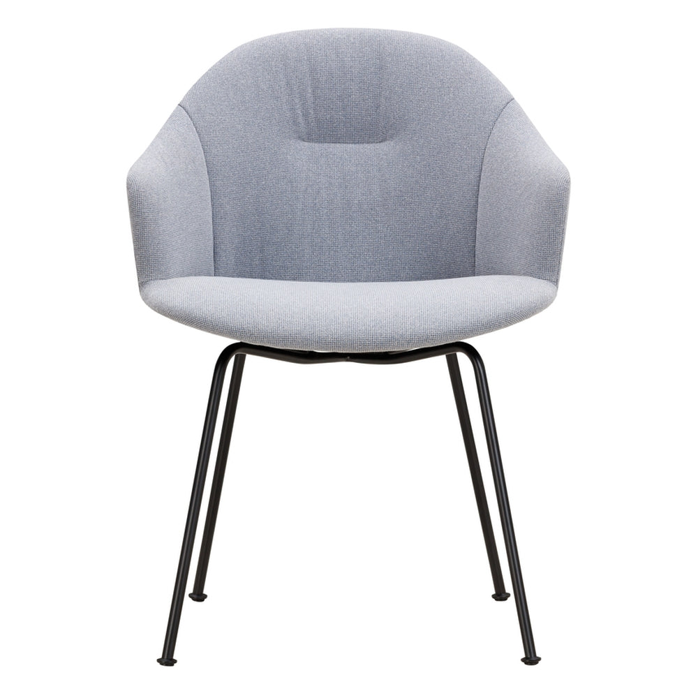 Chaise de salle à manger sculpturale en tissu avec assise en coque rembourrée et cadre élancé pour salle à manger