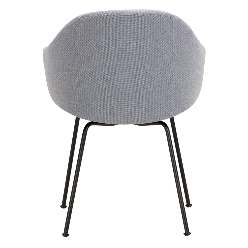 Chaise de salle à manger sculpturale en tissu avec assise en coque rembourrée et cadre élancé pour salle à manger