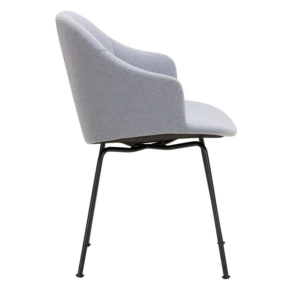 Chaise de salle à manger sculpturale en tissu avec assise en coque rembourrée et cadre élancé pour salle à manger