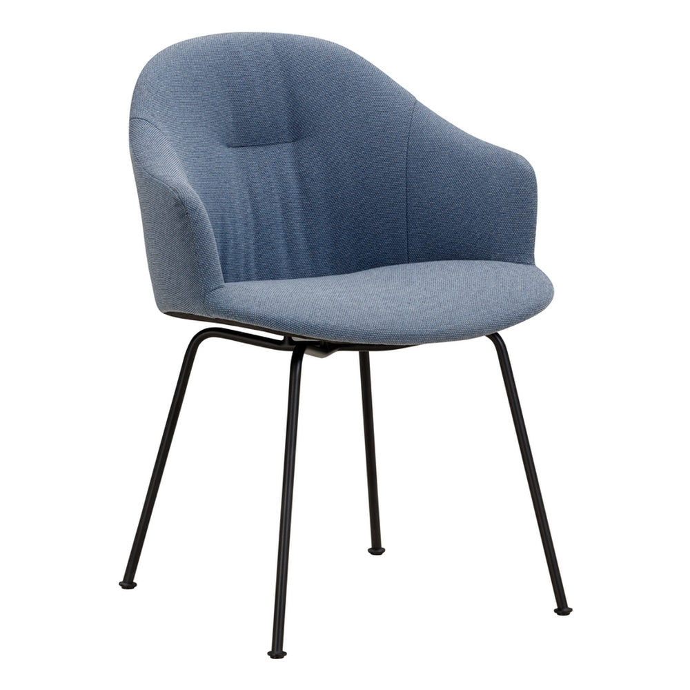 Chaise de salle à manger sculpturale en tissu avec assise en coque rembourrée et cadre élancé pour salle à manger