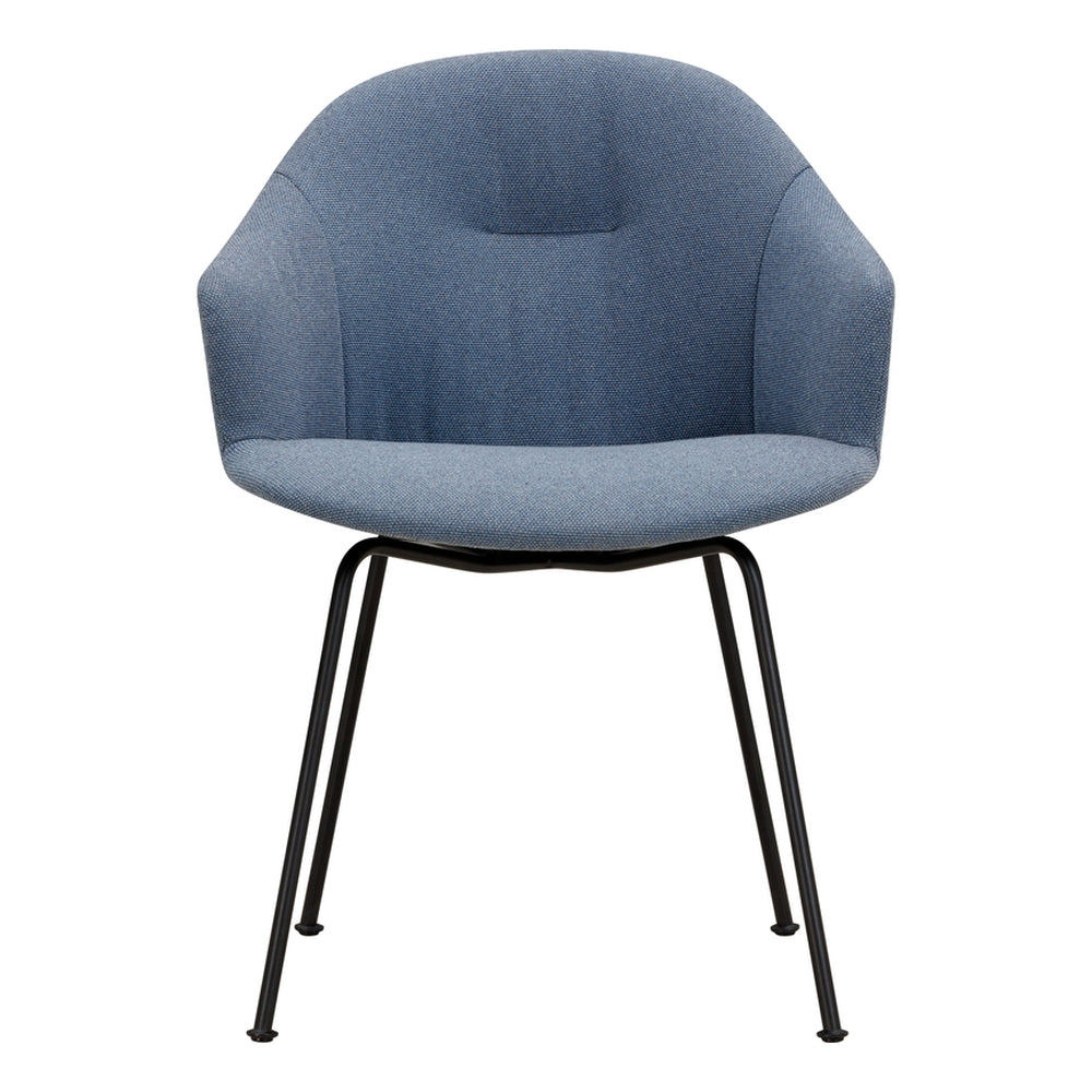 Chaise de salle à manger sculpturale en tissu avec assise en coque rembourrée et cadre élancé pour salle à manger