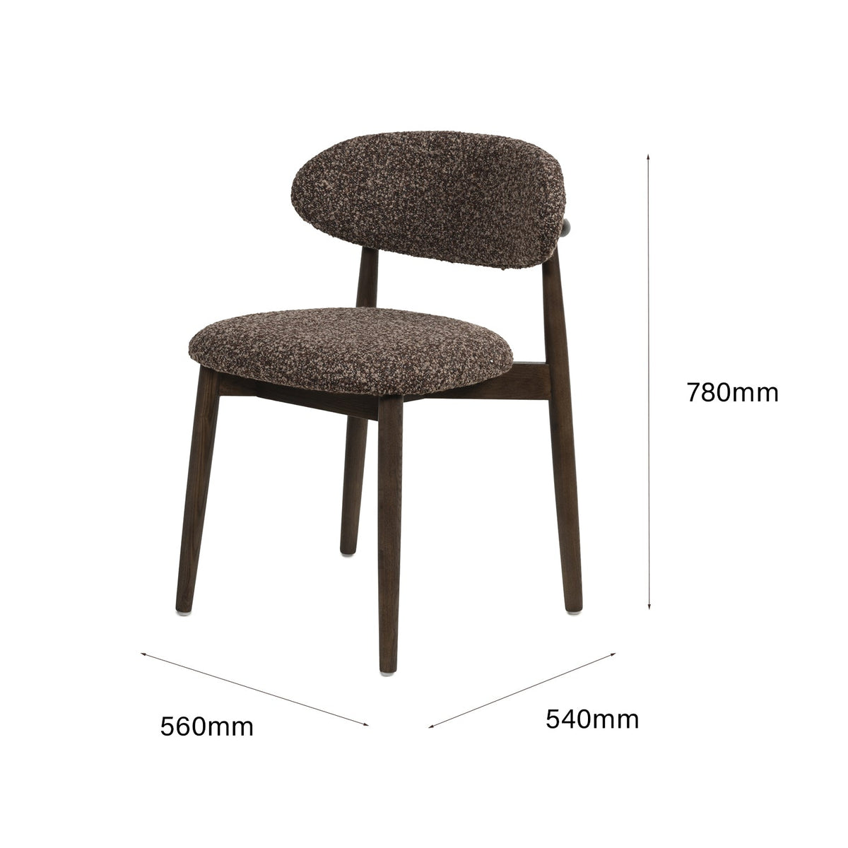 Chaise de salle à manger classique en bois massif avec assise rembourrée et silhouette raffinée