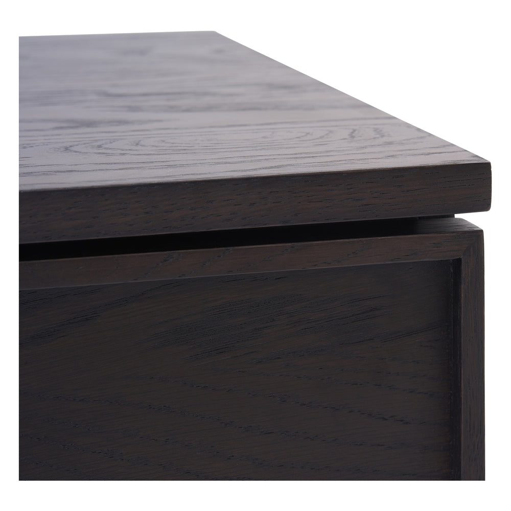 Buffet en bois minimaliste à 3 portes avec façades à panneaux et pieds en bois en forme de H pour salon ou salle à manger